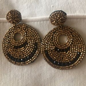 Fashion black and gold statement earrings